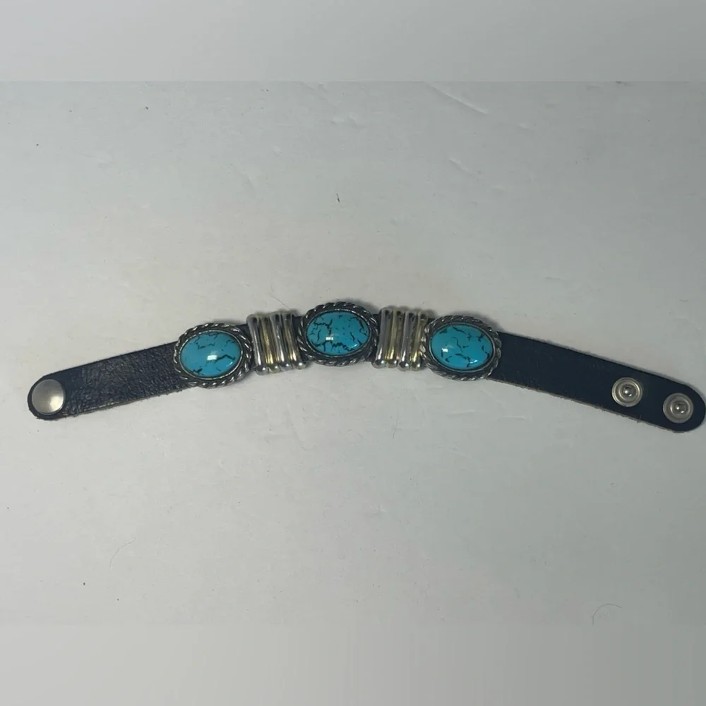 Vintage 1980s Fiocchi Italy Black Leather Bracelet